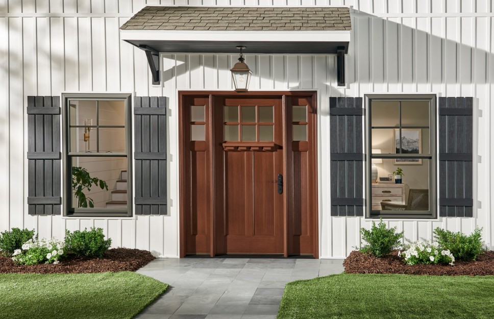 Board and Batten Shutters on home exterior
